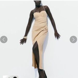 Zara Strapless Beige Dress